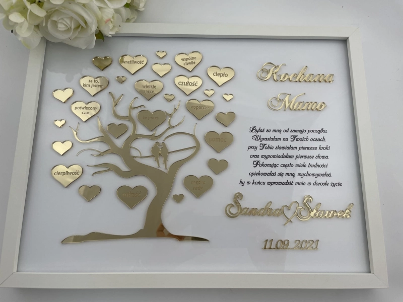 Podziękowanie dla Rodziców, obraz 3D z lustrzaną pleksą