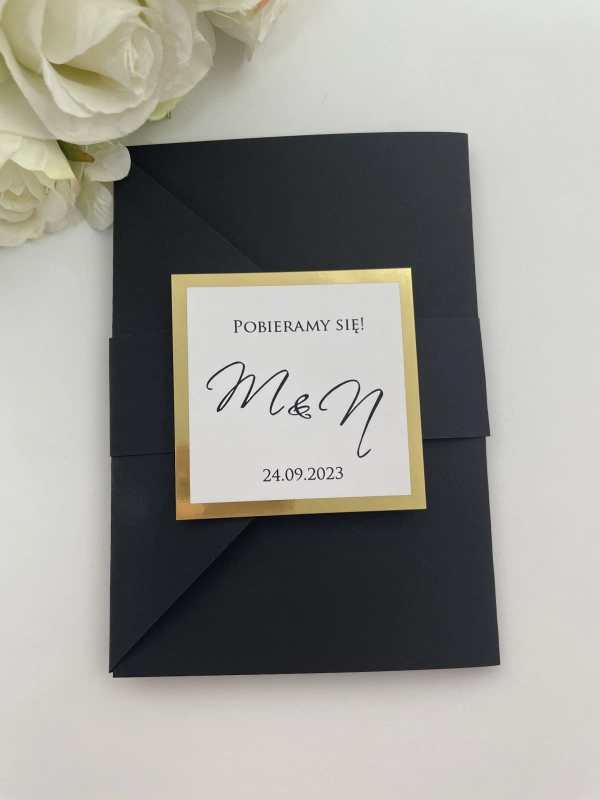 Zaproszenie-rozkładany folder z ozdobną opaską-Elegant Black (1).JPG