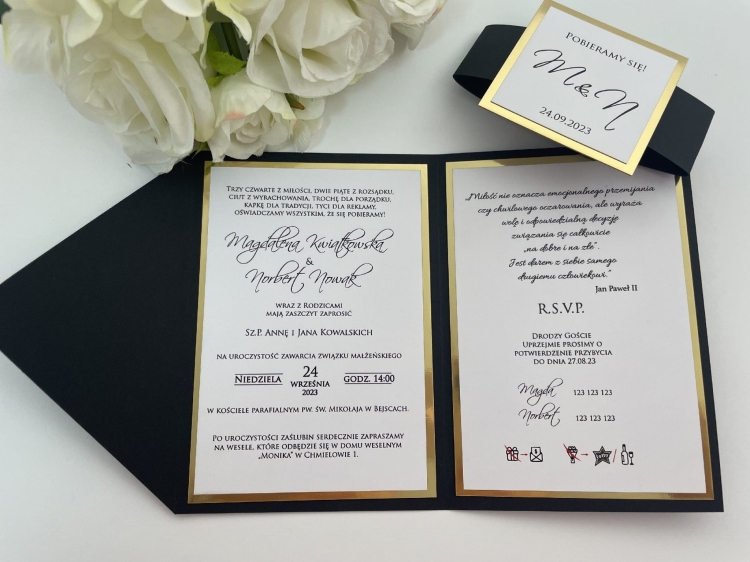 Zaproszenie-rozkładany folder z ozdobną opaską-Elegant Black (2).JPG