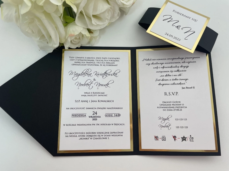 Zaproszenie-rozkładany folder z ozdobną opaską-Elegant Black (2).JPG