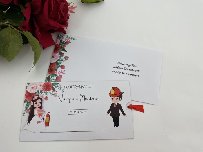 Zaproszenie ślubne ruchome czerwonoróżowe_model1_Ksenia