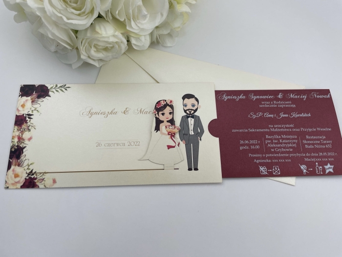 Zaproszenie ślubne ruchome Josephine model 1 pełna personalizacja papetrii ślubnej Egraven Płock