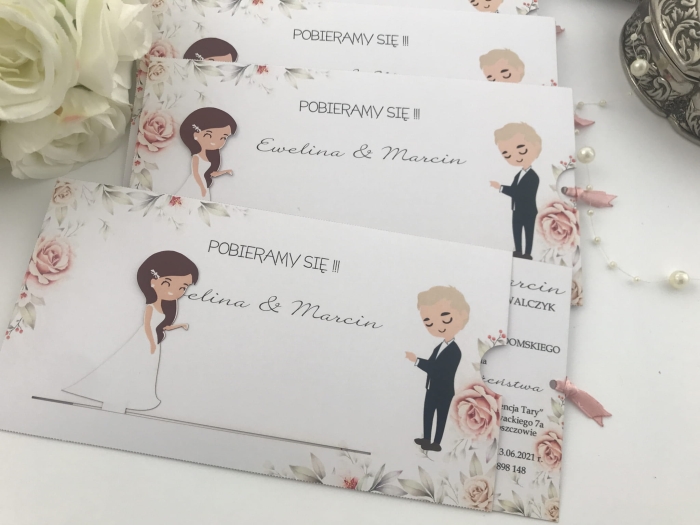 Zaproszenie ślubne ruchome_model3_Emilyz motywem herbacianych róż
