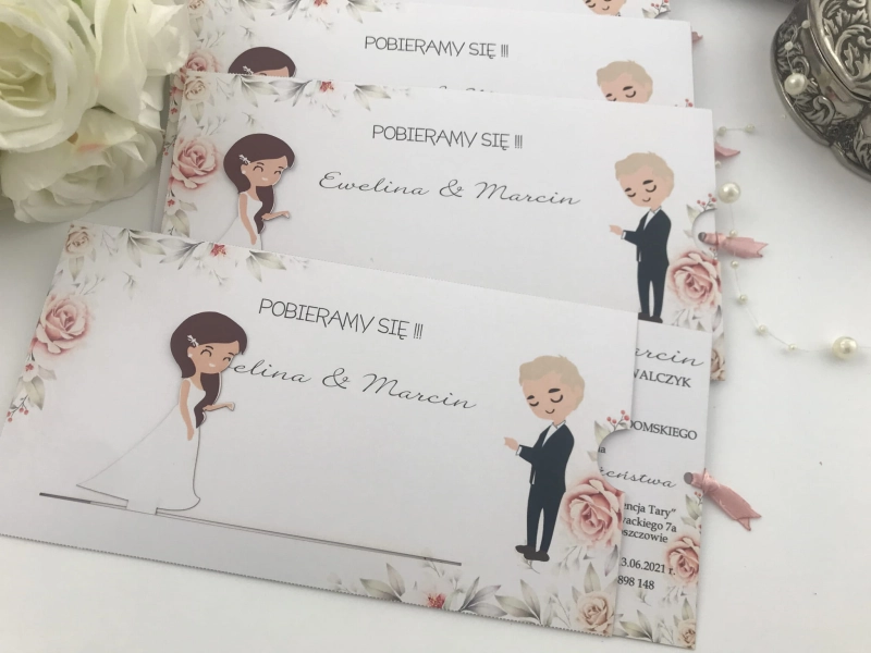 Zaproszenie ślubne ruchome_model3_Emilyz motywem herbacianych róż
