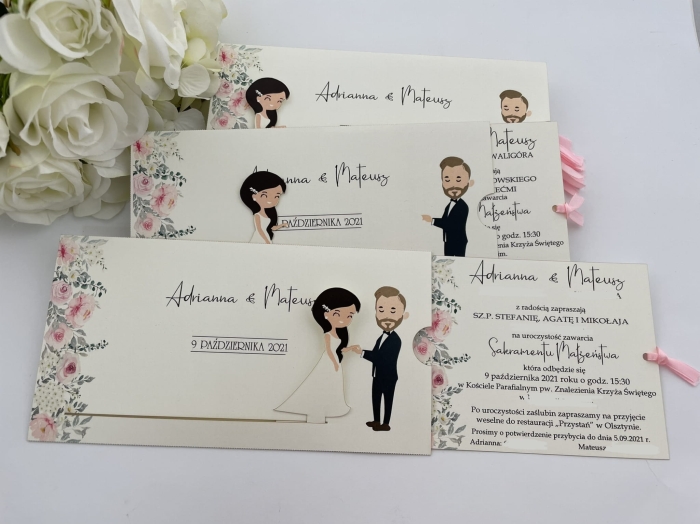 Zaproszenie ślubne ruchome Aurelia model 3 papier ecru