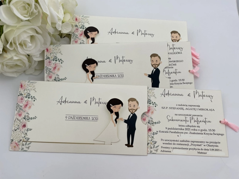 Zaproszenie ślubne ruchome Aurelia model 3 papier ecru