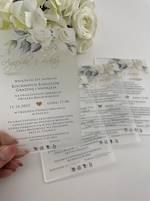 Zaproszenie akrylowe na ślub z lustrzanym serduszkiem_Nina