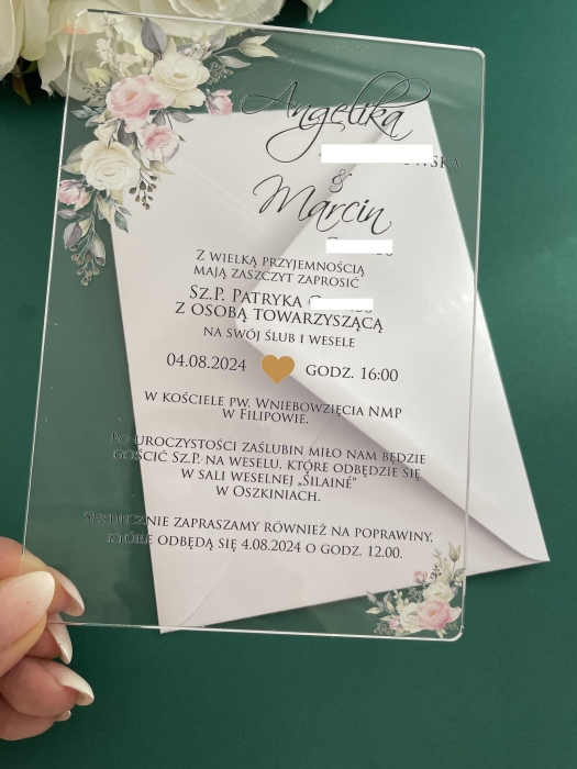 Akrylowe zaproszenie na ślub-Anastazja