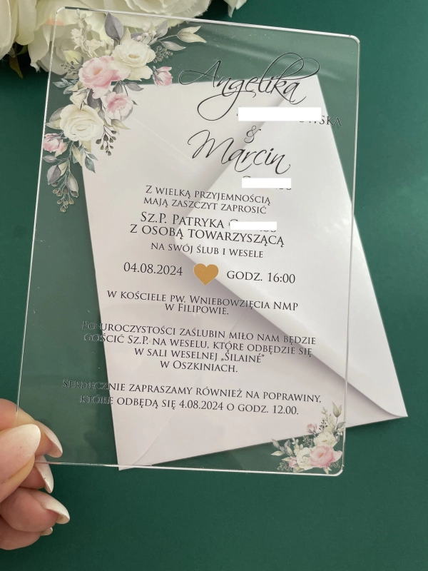 Akrylowe zaproszenie na ślub-Anastazja