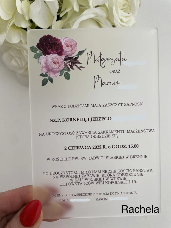 Zaproszenie akrylowe-Rachela