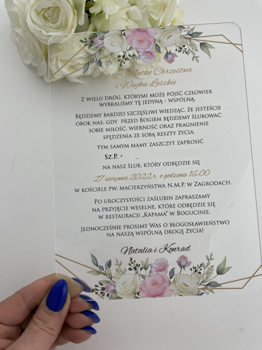 Zaproszenie VIP dla Matki Chrzestnej, akryl_Anastazja