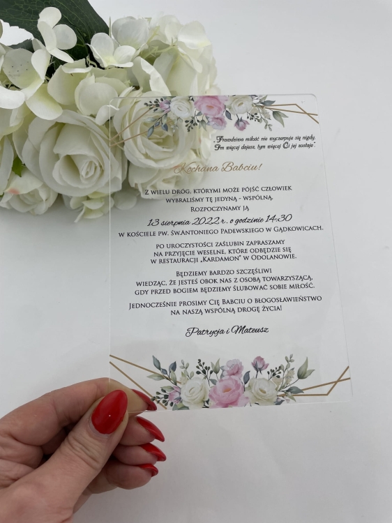 Zaproszenie VIP dla babci_akryl, pleksi satynowa-Anastazja