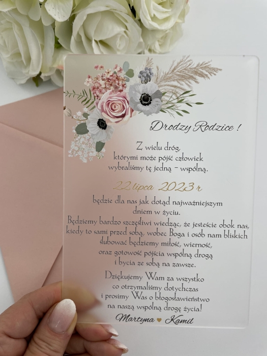 Zaproszenie akrylowe VIP, prośba o błogosławieństwo_Nadiia