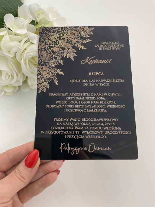 Zaproszenie  akrylowe VIP, prośba o błogosławieństwo_Livia