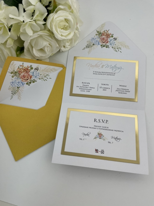 Rozkładany folder z ozdobną wkładką do koperty
