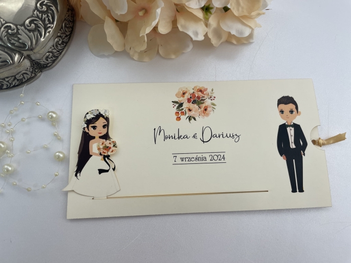 Zaproszenie  ślubne ruchome-Peach 2 personalizacja, elegancja Płock Egraven