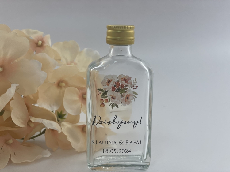 Podziękowanie dla gości-buteleczka na nalewkę 50 ml_Peach