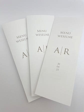 Menu weselne, rozkładane DL, minimalistyczne