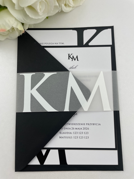 Minimalistyczne zaproszenie ślubne czarno białe z monogramami_Monogram Noir (3).JPG
