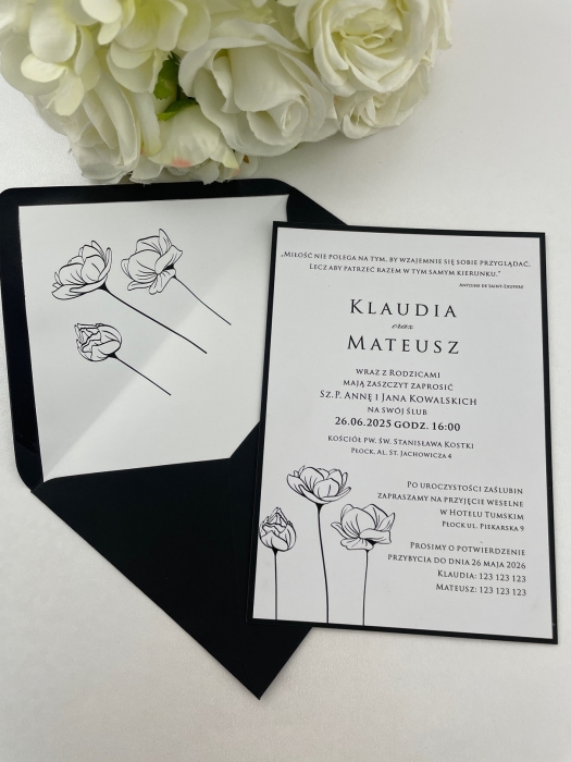 Zaproszenie ślubne czarno białe z minimalistycznymi kwiatami_Pure Bloom (1).JPG