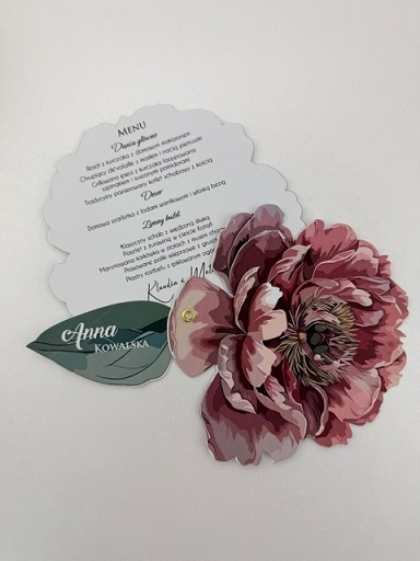 Kwiatowa winietka z menu-personalizowana winietka na wesele Peonia Elegance (3).JPG