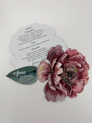 Kwiatowa winietka z menu-personalizowana winietka na wesele Peonia Elegance (3).JPG